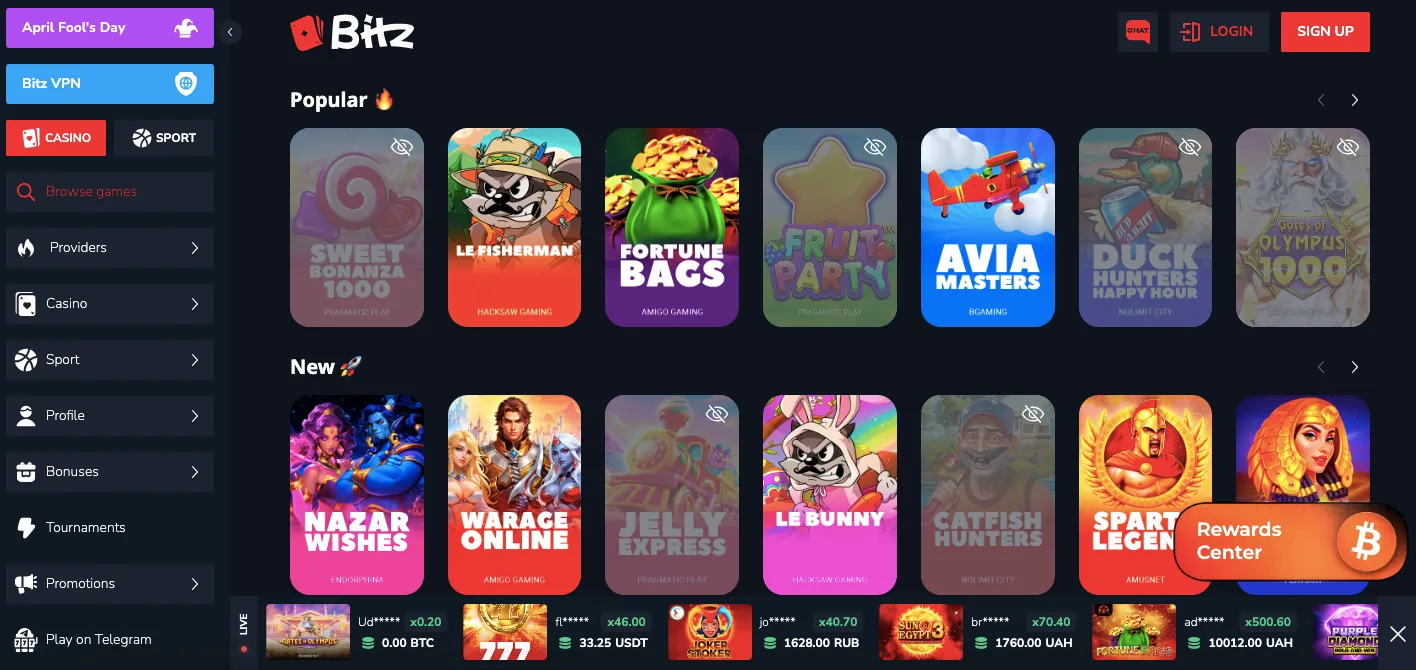 Слоты Bitz Casino